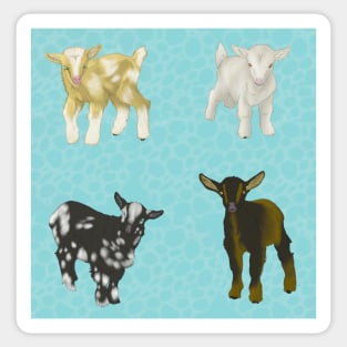 Baby Goats Pattern Blue Sticker